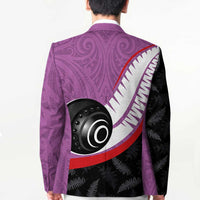 Personalised Aotearoa Lawn Bowls Blazer Maori and Silver Fern Sporty Style Pink Color LT03 - Polynesian Pride