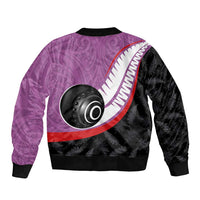 Personalised Aotearoa Lawn Bowls Bomber Jacket Maori and Silver Fern Sporty Style Pink Color LT03 - Polynesian Pride