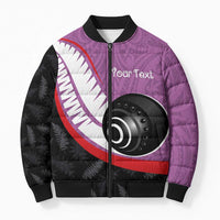 Personalised Aotearoa Lawn Bowls Bomber Puffer Jacket Maori and Silver Fern Sporty Style Pink Color LT03 Unisex Pink - Polynesian Pride