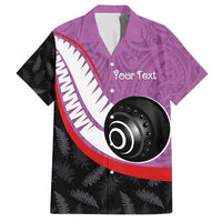Personalised Aotearoa Lawn Bowls Family Matching Off Shoulder Maxi Dress and Hawaiian Shirt Maori and Silver Fern Sporty Style Pink Color LT03 Dad's Shirt - Short Sleeve Pink - Polynesian Pride