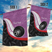 Personalised Aotearoa Lawn Bowls Garden Flag Maori and Silver Fern Sporty Style Pink Color LT03 - Polynesian Pride