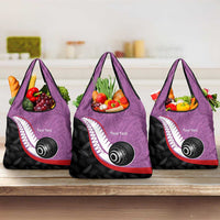Personalised Aotearoa Lawn Bowls Grocery Bag Maori and Silver Fern Sporty Style Pink Color LT03 3-pack One Size Pink - Polynesian Pride