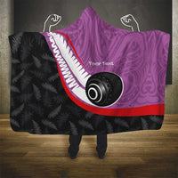 Personalised Aotearoa Lawn Bowls Hooded Blanket Maori and Silver Fern Sporty Style Pink Color LT03 - Polynesian Pride
