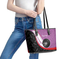 Personalised Aotearoa Lawn Bowls Leather Tote Bag Maori and Silver Fern Sporty Style Pink Color LT03 - Polynesian Pride