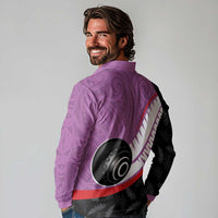 Personalised Aotearoa Lawn Bowls Long Sleeve Polo Shirt Maori and Silver Fern Sporty Style Pink Color LT03 - Polynesian Pride