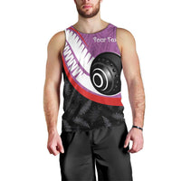 Personalised Aotearoa Lawn Bowls Men Tank Top Maori and Silver Fern Sporty Style Pink Color LT03 - Polynesian Pride