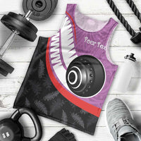 Personalised Aotearoa Lawn Bowls Men Tank Top Maori and Silver Fern Sporty Style Pink Color LT03 - Polynesian Pride