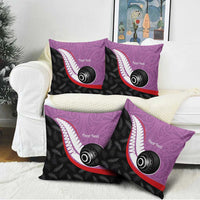 Personalised Aotearoa Lawn Bowls Pillow Cover Maori and Silver Fern Sporty Style Pink Color LT03 - Polynesian Pride