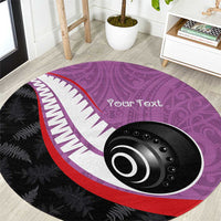 Personalised Aotearoa Lawn Bowls Round Carpet Maori and Silver Fern Sporty Style Pink Color LT03 Pink - Polynesian Pride