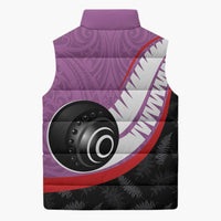 Personalised Aotearoa Lawn Bowls Sleeveless Puffer Jacket Maori and Silver Fern Sporty Style Pink Color LT03 - Polynesian Pride