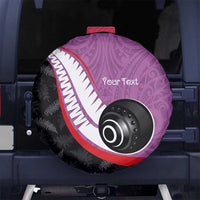 Personalised Aotearoa Lawn Bowls Spare Tire Cover Maori and Silver Fern Sporty Style Pink Color LT03 No hole Pink - Polynesian Pride