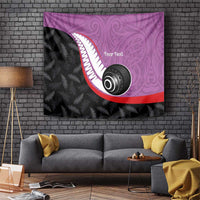 Personalised Aotearoa Lawn Bowls Tapestry Maori and Silver Fern Sporty Style Pink Color LT03 Pink - Polynesian Pride