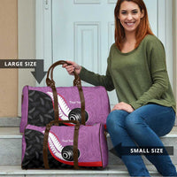 Personalised Aotearoa Lawn Bowls Travel Bag Maori and Silver Fern Sporty Style Pink Color LT03 - Polynesian Pride