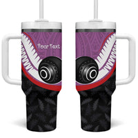 Personalised Aotearoa Lawn Bowls Tumbler With Handle Maori and Silver Fern Sporty Style Pink Color LT03 One Size: 40 oz Pink - Polynesian Pride