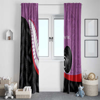 Personalised Aotearoa Lawn Bowls Window Curtain Maori and Silver Fern Sporty Style Pink Color LT03 - Polynesian Pride