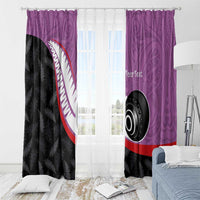 Personalised Aotearoa Lawn Bowls Window Curtain Maori and Silver Fern Sporty Style Pink Color LT03 - Polynesian Pride