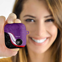 Personalised Aotearoa Lawn Bowls AirPods Case Maori and Silver Fern Sporty Style Purple Color LT03 - Polynesian Pride