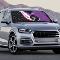 Personalised Aotearoa Lawn Bowls Auto Sun Shade Maori and Silver Fern Sporty Style Purple Color LT03 - Polynesian Pride