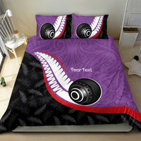 Personalised Aotearoa Lawn Bowls Bedding Set Maori and Silver Fern Sporty Style Purple Color LT03 - Polynesian Pride
