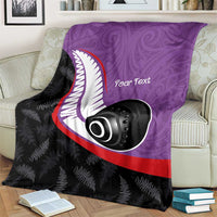 Personalised Aotearoa Lawn Bowls Blanket Maori and Silver Fern Sporty Style Purple Color LT03 - Polynesian Pride