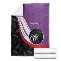 Personalised Aotearoa Lawn Bowls Blanket Maori and Silver Fern Sporty Style Purple Color LT03 - Polynesian Pride