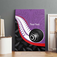 Personalised Aotearoa Lawn Bowls Canvas Wall Art Maori and Silver Fern Sporty Style Purple Color LT03 - Polynesian Pride