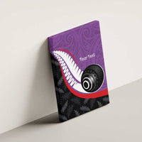 Personalised Aotearoa Lawn Bowls Canvas Wall Art Maori and Silver Fern Sporty Style Purple Color LT03 - Polynesian Pride