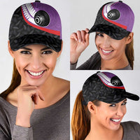 Aotearoa Lawn Bowls Classic Cap Maori and Silver Fern Sporty Style Purple Color LT03 - Polynesian Pride