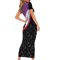 Personalised Aotearoa Lawn Bowls Family Matching Short Sleeve Bodycon Dress and Hawaiian Shirt Maori and Silver Fern Sporty Style Purple Color LT03 - Polynesian Pride