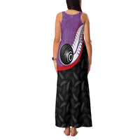 Personalised Aotearoa Lawn Bowls Family Matching Tank Maxi Dress and Hawaiian Shirt Maori and Silver Fern Sporty Style Purple Color LT03 - Polynesian Pride