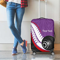 Personalised Aotearoa Lawn Bowls Luggage Cover Maori and Silver Fern Sporty Style Purple Color LT03 - Polynesian Pride