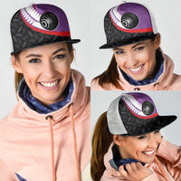 Aotearoa Lawn Bowls Mesh Trucker Cap Maori and Silver Fern Sporty Style Purple Color LT03 - Polynesian Pride