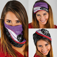 Personalised Aotearoa Lawn Bowls Neck Gaiter Maori and Silver Fern Sporty Style Purple Color LT03 - Polynesian Pride
