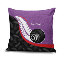 Personalised Aotearoa Lawn Bowls Pillow Cover Maori and Silver Fern Sporty Style Purple Color LT03 Purple - Polynesian Pride