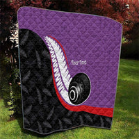 Personalised Aotearoa Lawn Bowls Quilt Maori and Silver Fern Sporty Style Purple Color LT03 - Polynesian Pride