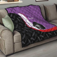 Personalised Aotearoa Lawn Bowls Quilt Maori and Silver Fern Sporty Style Purple Color LT03 - Polynesian Pride