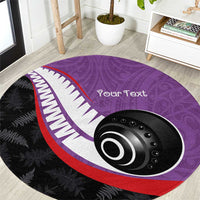 Personalised Aotearoa Lawn Bowls Round Carpet Maori and Silver Fern Sporty Style Purple Color LT03 Purple - Polynesian Pride