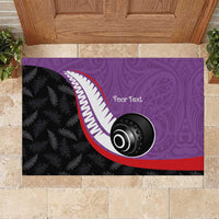 Personalised Aotearoa Lawn Bowls Rubber Doormat Maori and Silver Fern Sporty Style Purple Color LT03 Purple - Polynesian Pride