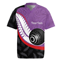Personalised Aotearoa Lawn Bowls Rugby Jersey Maori and Silver Fern Sporty Style Purple Color LT03 Purple - Polynesian Pride