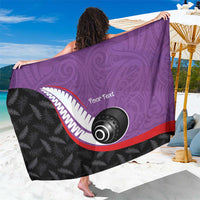 Personalised Aotearoa Lawn Bowls Sarong Maori and Silver Fern Sporty Style Purple Color LT03 One Size 44 x 66 inches Purple - Polynesian Pride