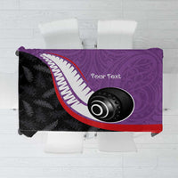 Personalised Aotearoa Lawn Bowls Tablecloth Maori and Silver Fern Sporty Style Purple Color LT03 Purple - Polynesian Pride