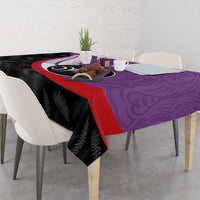 Personalised Aotearoa Lawn Bowls Tablecloth Maori and Silver Fern Sporty Style Purple Color LT03 - Polynesian Pride