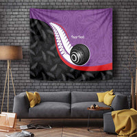 Personalised Aotearoa Lawn Bowls Tapestry Maori and Silver Fern Sporty Style Purple Color LT03 Purple - Polynesian Pride