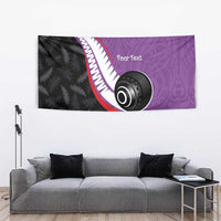Personalised Aotearoa Lawn Bowls Tapestry Maori and Silver Fern Sporty Style Purple Color LT03 - Polynesian Pride