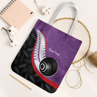 Personalised Aotearoa Lawn Bowls Tote Bag Maori and Silver Fern Sporty Style Purple Color LT03 White Strap One Size Purple - Polynesian Pride