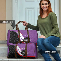 Personalised Aotearoa Lawn Bowls Travel Bag Maori and Silver Fern Sporty Style Purple Color LT03 - Polynesian Pride