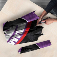 Personalised Aotearoa Lawn Bowls Umbrella Maori and Silver Fern Sporty Style Purple Color LT03 - Polynesian Pride