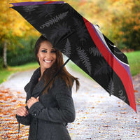 Personalised Aotearoa Lawn Bowls Umbrella Maori and Silver Fern Sporty Style Purple Color LT03 - Polynesian Pride