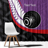 Personalised Aotearoa Lawn Bowls Window Curtain Maori and Silver Fern Sporty Style Purple Color LT03 - Polynesian Pride