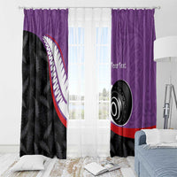 Personalised Aotearoa Lawn Bowls Window Curtain Maori and Silver Fern Sporty Style Purple Color LT03 - Polynesian Pride